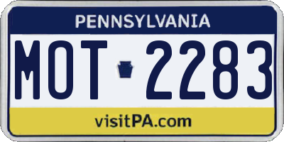 PA license plate MOT2283