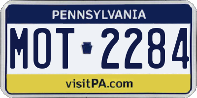 PA license plate MOT2284
