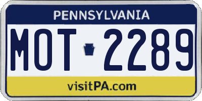 PA license plate MOT2289