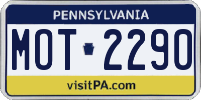 PA license plate MOT2290