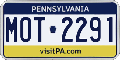 PA license plate MOT2291