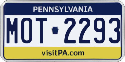 PA license plate MOT2293