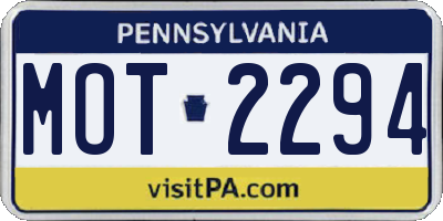 PA license plate MOT2294