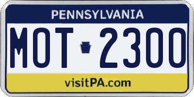 PA license plate MOT2300