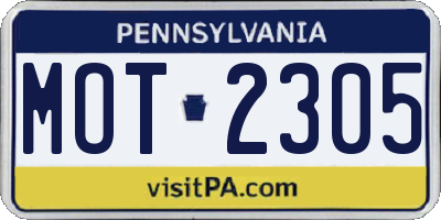 PA license plate MOT2305