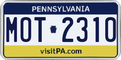 PA license plate MOT2310