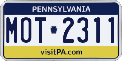 PA license plate MOT2311