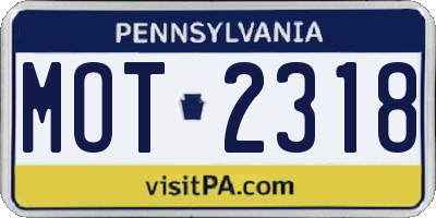 PA license plate MOT2318