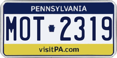 PA license plate MOT2319