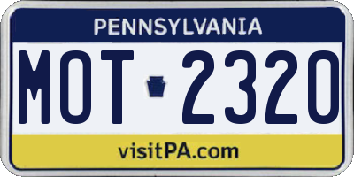 PA license plate MOT2320