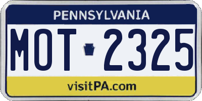 PA license plate MOT2325