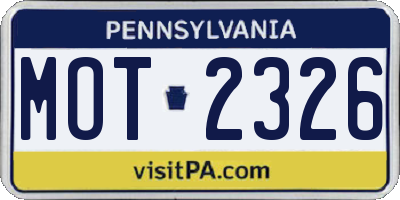 PA license plate MOT2326
