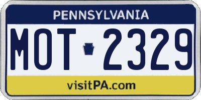 PA license plate MOT2329