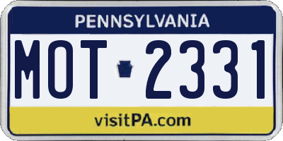 PA license plate MOT2331