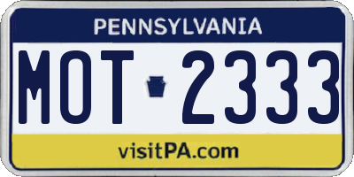 PA license plate MOT2333