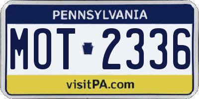 PA license plate MOT2336