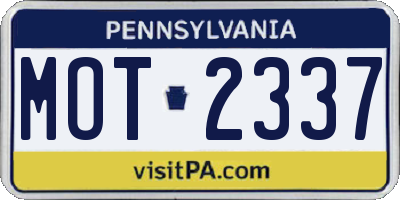 PA license plate MOT2337