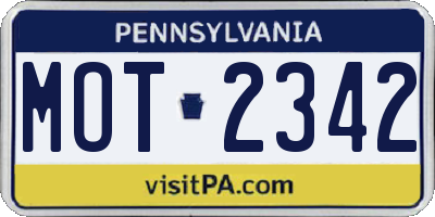 PA license plate MOT2342
