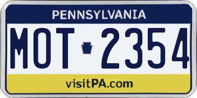 PA license plate MOT2354
