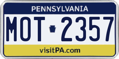 PA license plate MOT2357