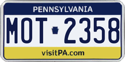 PA license plate MOT2358