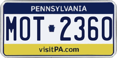 PA license plate MOT2360