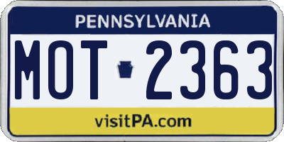PA license plate MOT2363