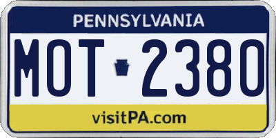 PA license plate MOT2380