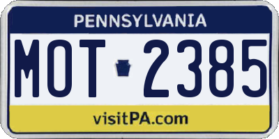 PA license plate MOT2385