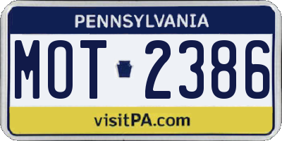 PA license plate MOT2386