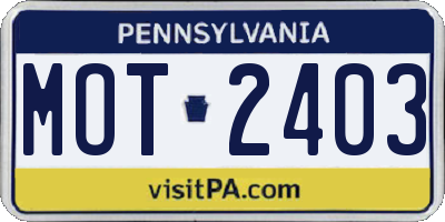 PA license plate MOT2403