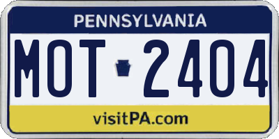 PA license plate MOT2404