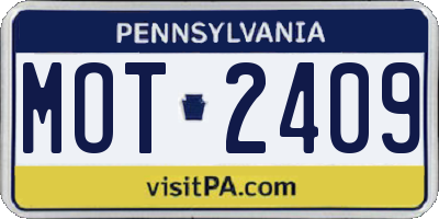 PA license plate MOT2409