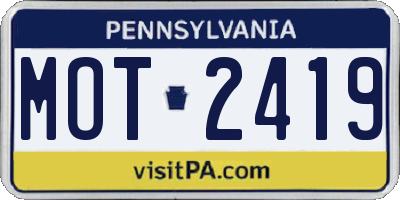 PA license plate MOT2419