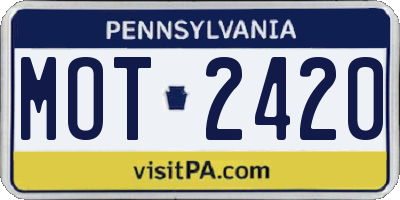 PA license plate MOT2420