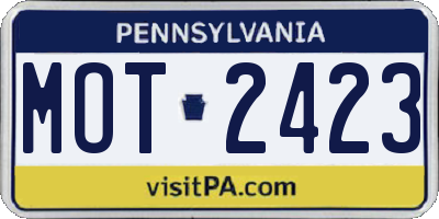 PA license plate MOT2423