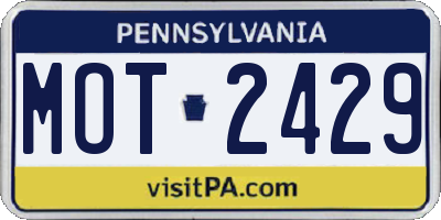 PA license plate MOT2429