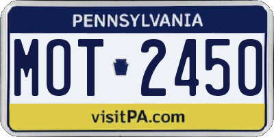 PA license plate MOT2450