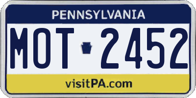 PA license plate MOT2452
