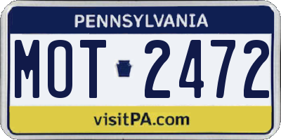PA license plate MOT2472