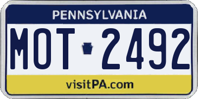 PA license plate MOT2492