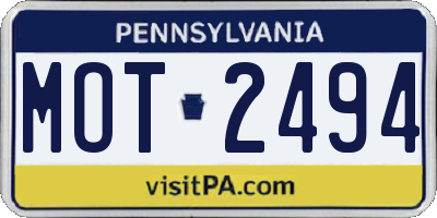 PA license plate MOT2494