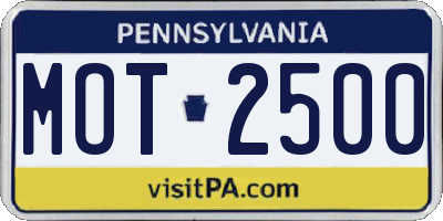 PA license plate MOT2500