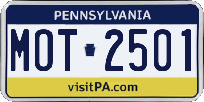PA license plate MOT2501