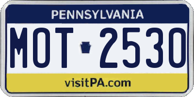 PA license plate MOT2530
