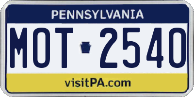 PA license plate MOT2540