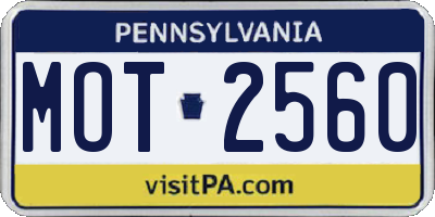PA license plate MOT2560