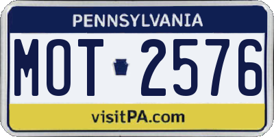 PA license plate MOT2576