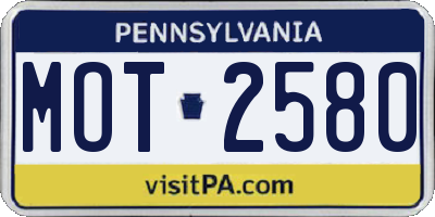 PA license plate MOT2580