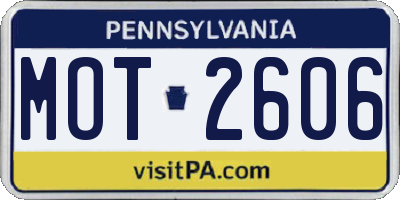 PA license plate MOT2606